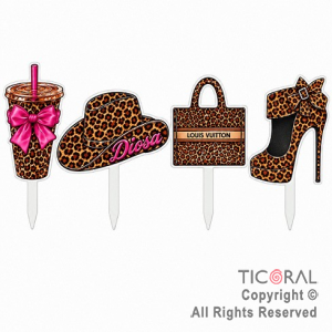 KIT DECO TORTA ANIMAL PRINT (12 UNIDADES)